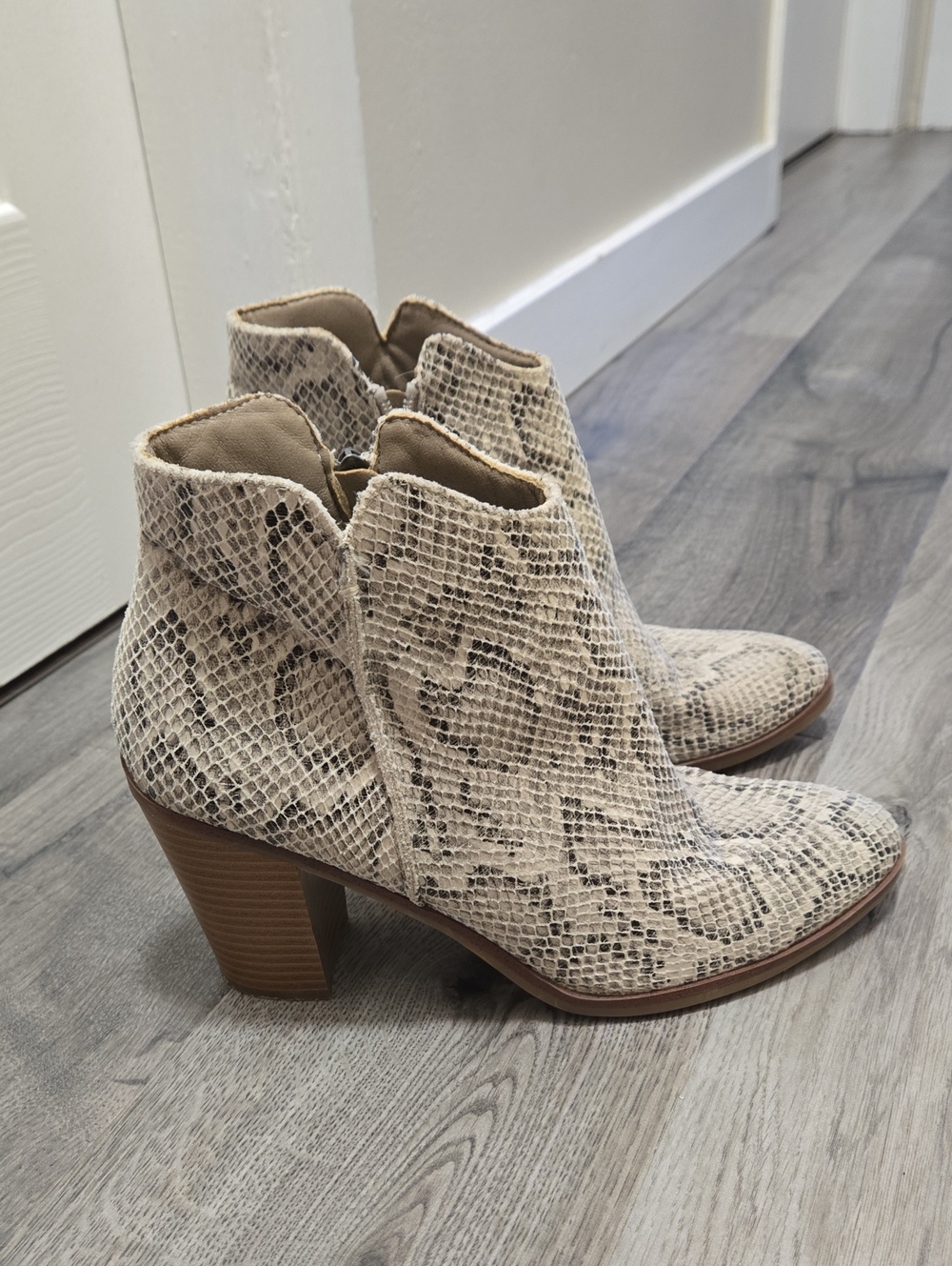 Maurices Beige Snake-Print Ankle Booties